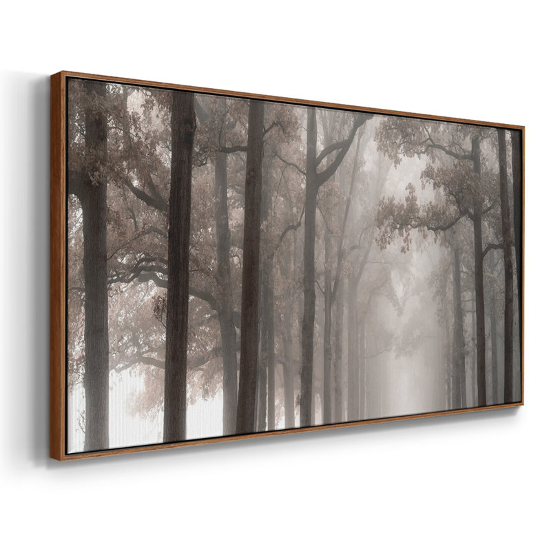Misty Road - Toile tendue avec châssis encadré - Prêt à être accroché, H 17 po x l 33 po, Noyer
