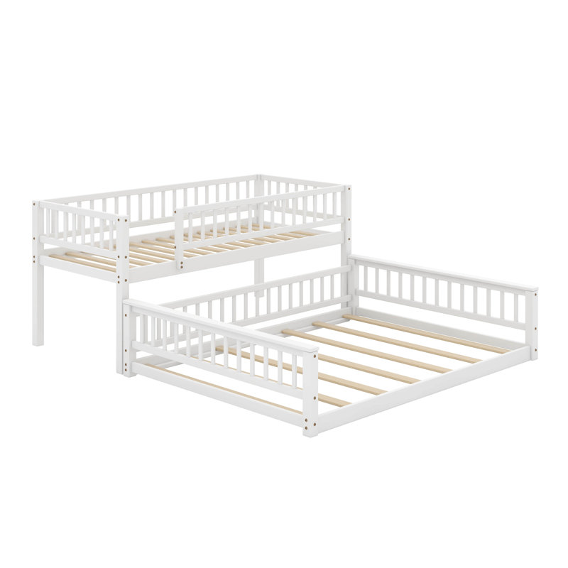 Twin XL Over Queen Bunk Bed With Ladder, White