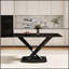 Table de salle à manger moderne en pierre artificielle noire avec pieds en X en métal, pouvant accueillir 6 personnes, parfaite pour les espaces contemporains-1054322247