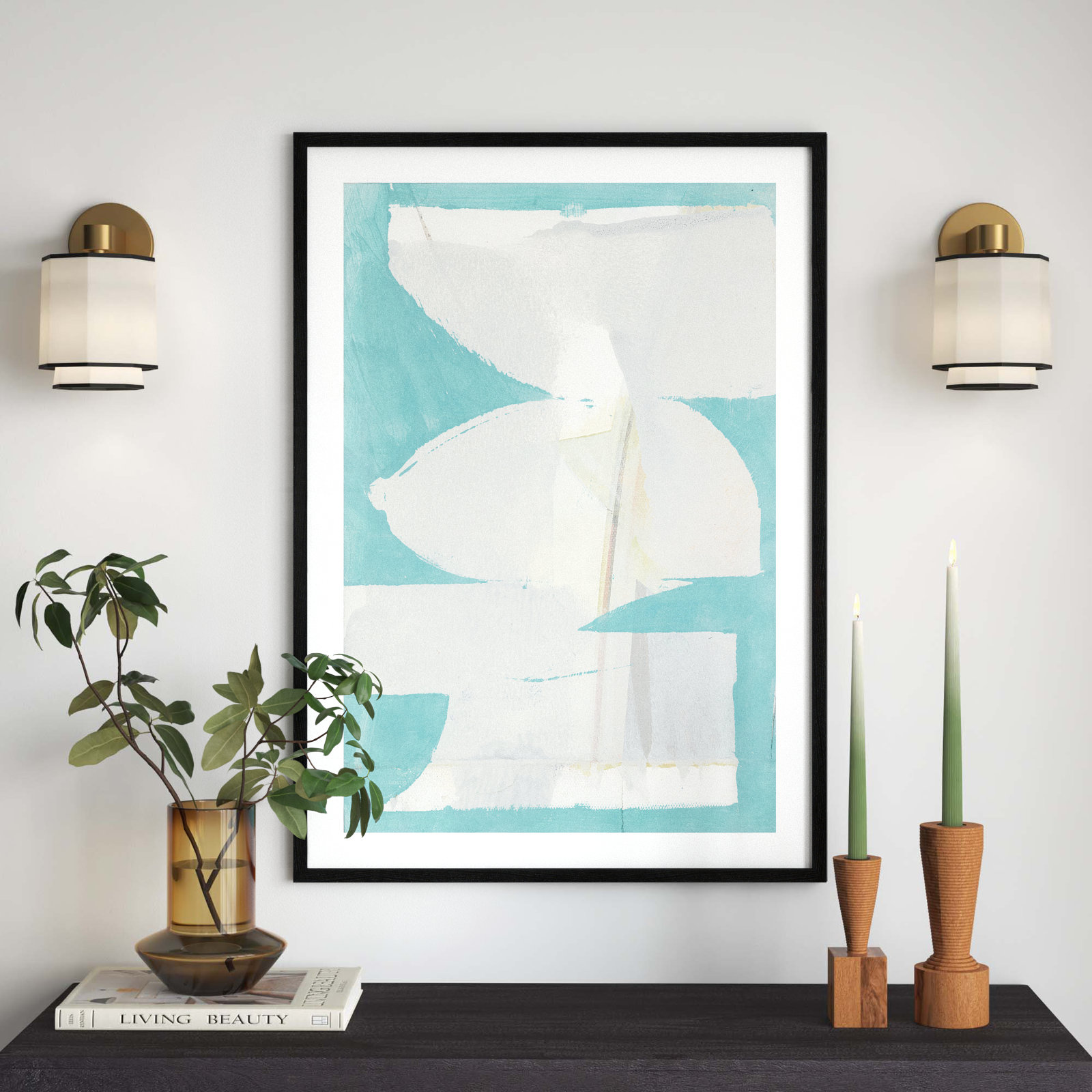 Nara "Carve I" Painting, 41.5" H x 29.5" W x 0.75" D, Black Framed Paper