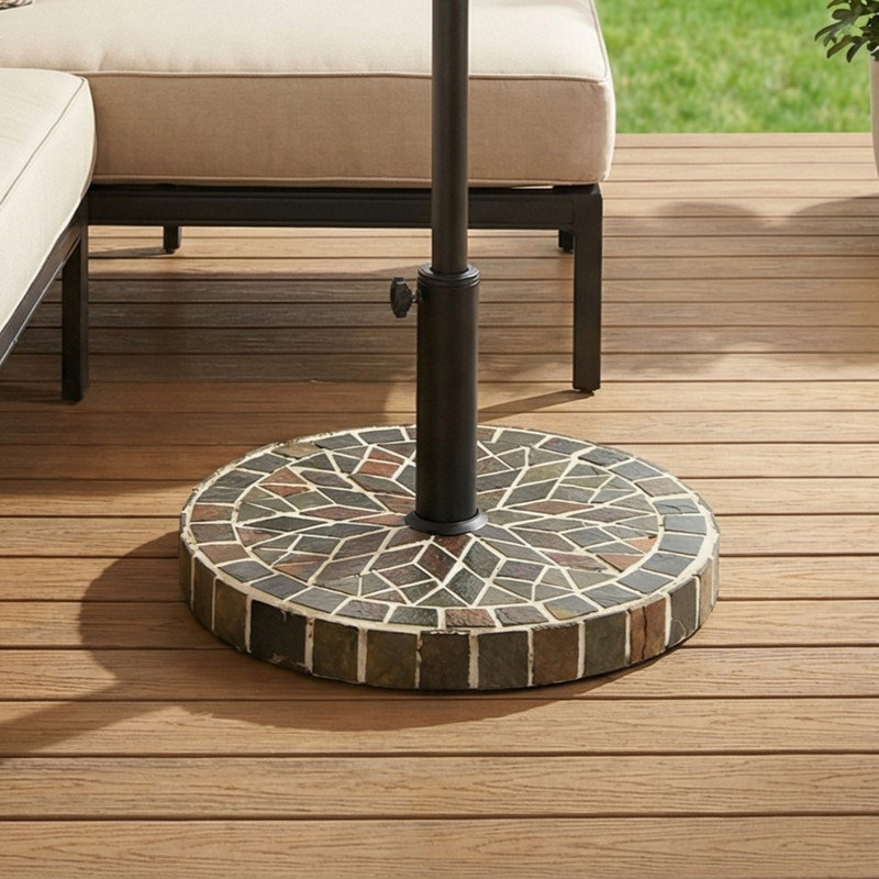 Base de parasol circulaire en mosaïque avec support réglable