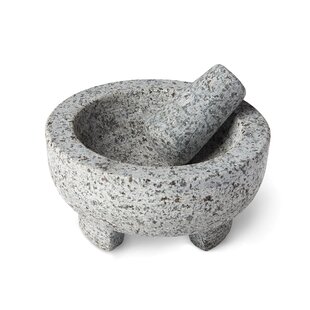 Traditional Basalt Mortar and Pestle from Mexico, 'Taste of Tradition