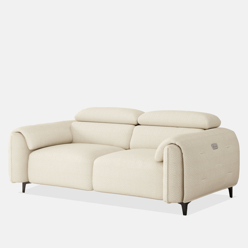 Attalia 74.8-Inch 3D Velvet Fabric Pillow Arm Dual Motor Reclining Sofa with Adjustable Headrest and USB Port
