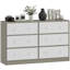  Chest of Drawers, 6 Drawer Dresser for Bedroom, White and Grey-2096608475