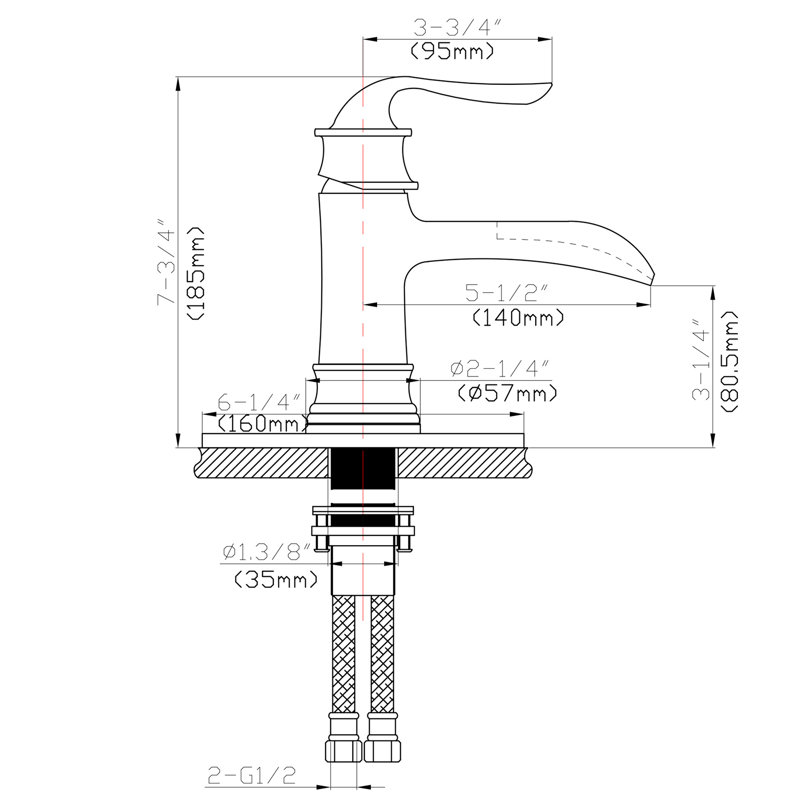 Brushed Nickel Bathroom Sink Faucet, Waterfall Effect, Ceramic Sealing, 3.25'' Spout, 1.75 Gpm Single Handle, Sealing