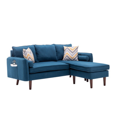 Mia 70" Sectional Sofa Chaise With USB Charger & Pillows by Wrought Studio