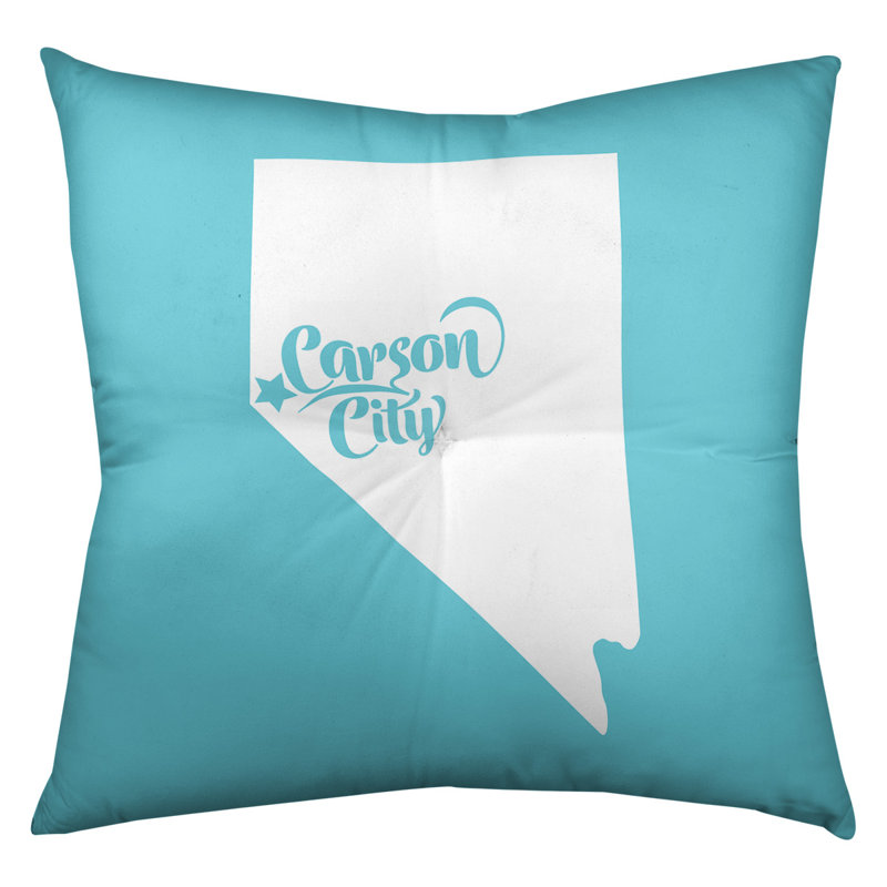 Coussin de sol touffeté nevada, 26 po x 26 po, Bleu sarcelle, Ville de Carson City