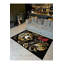 Tapis décoratif moderne noir et jaune à motif d'ours tissé-301734202