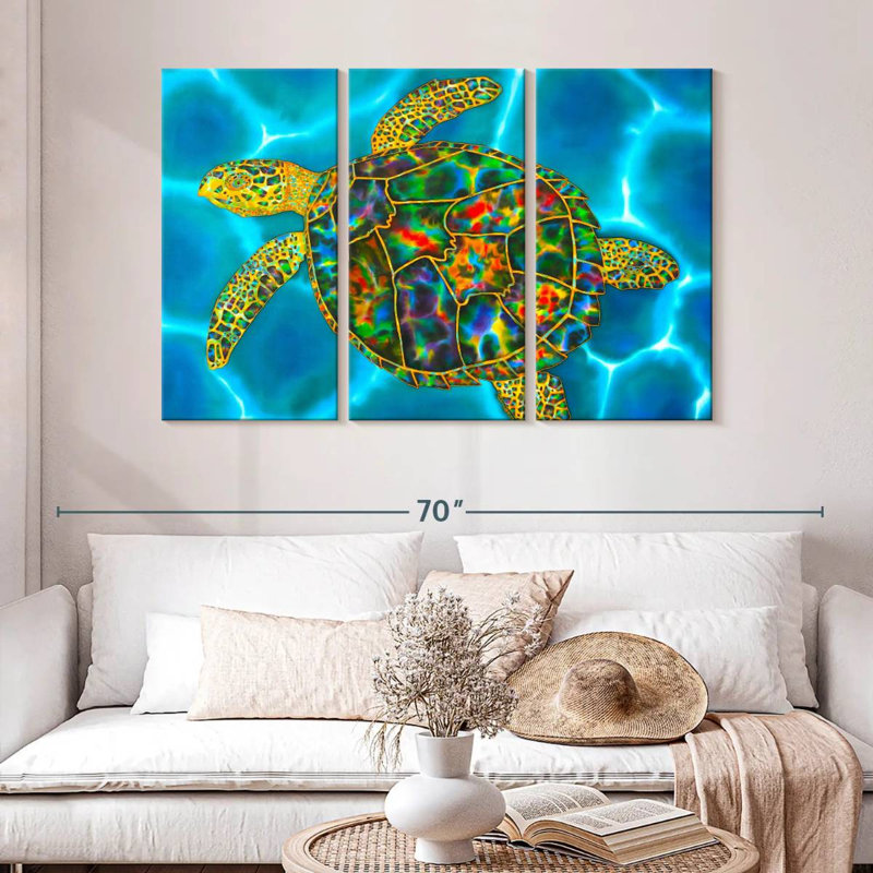 Tortue de mer Brampt opale arc-en-ciel, H 32 po x l 50 po