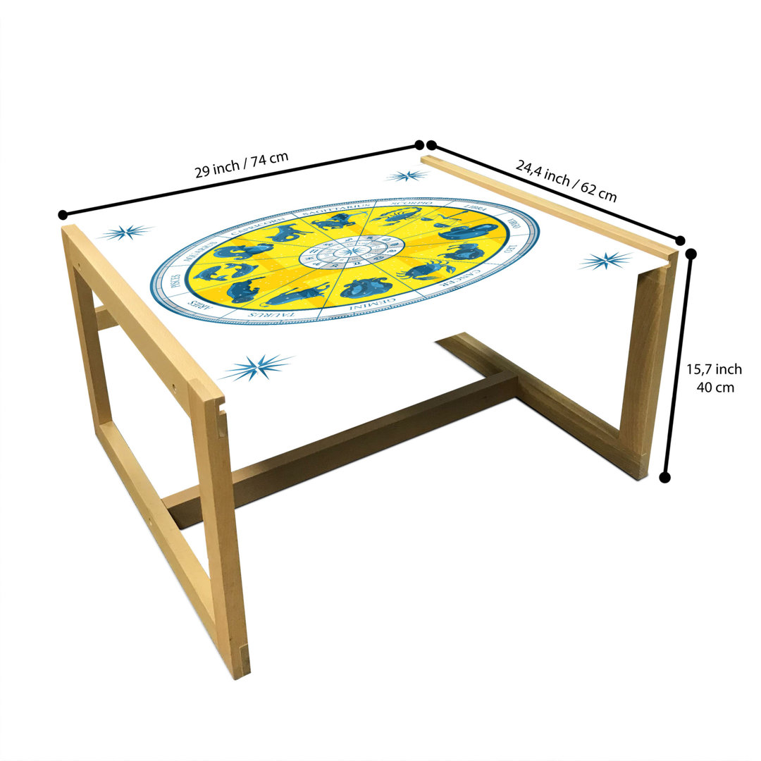 Couchtisch, Zodiac Natal Übersicht, Astrologie, Gelb / Blau