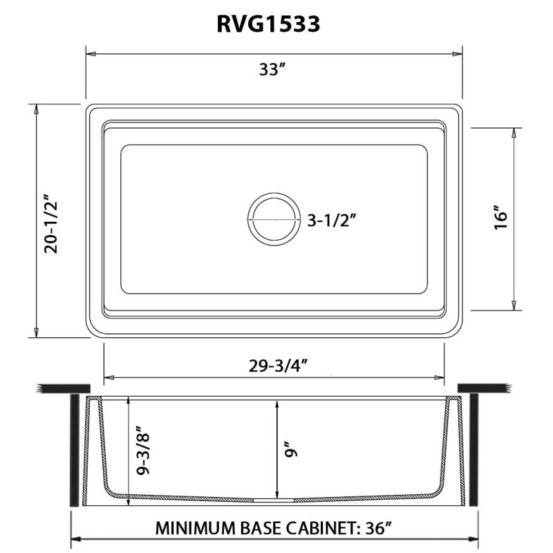 33" L x 21" W Farmhouse Kitchen Sink, Arctic White