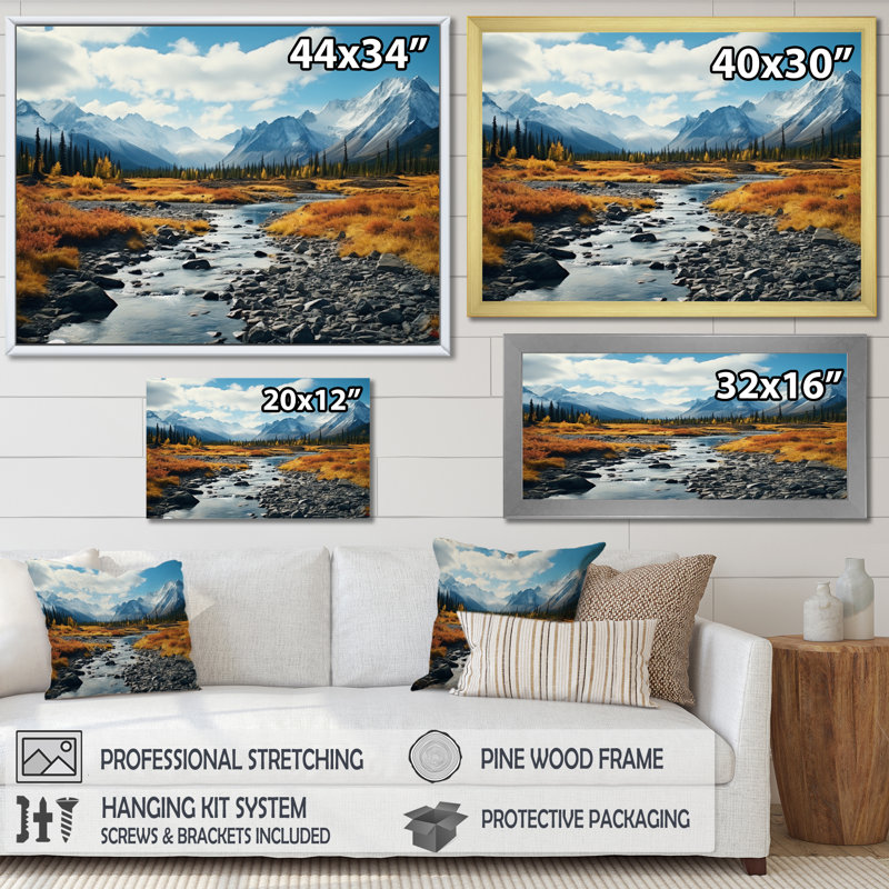 Canada Canada Wilderness III - reproduction sur toile, Cadre simple blanc, H 34 po x l 44 po x P 1,5 po
