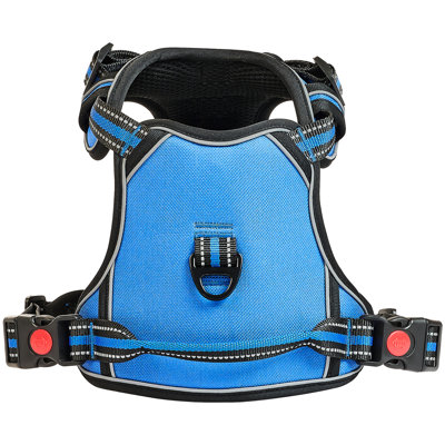 Adjustable Dog Harness For Large Pets, Blue Fabric, No Pull Feature, Multiple Control Options Outdoor Walks, Dual Buckle Security With Leash Big Pet Dogs, Material, Design, 4 - Point Adjustment A ,