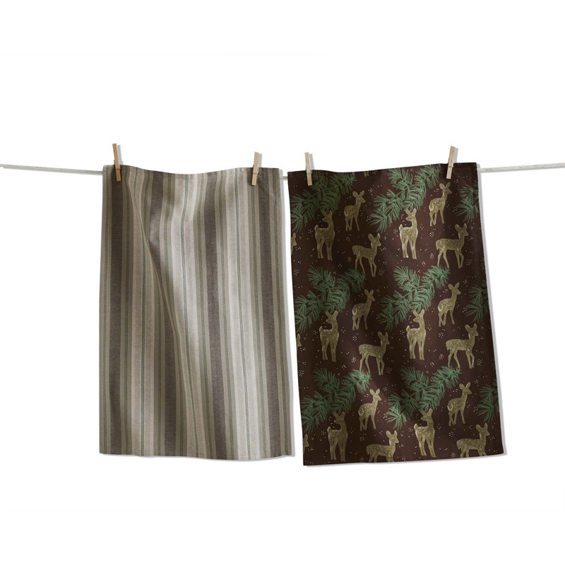 Wilde Pine Deer Dishtowel S/2