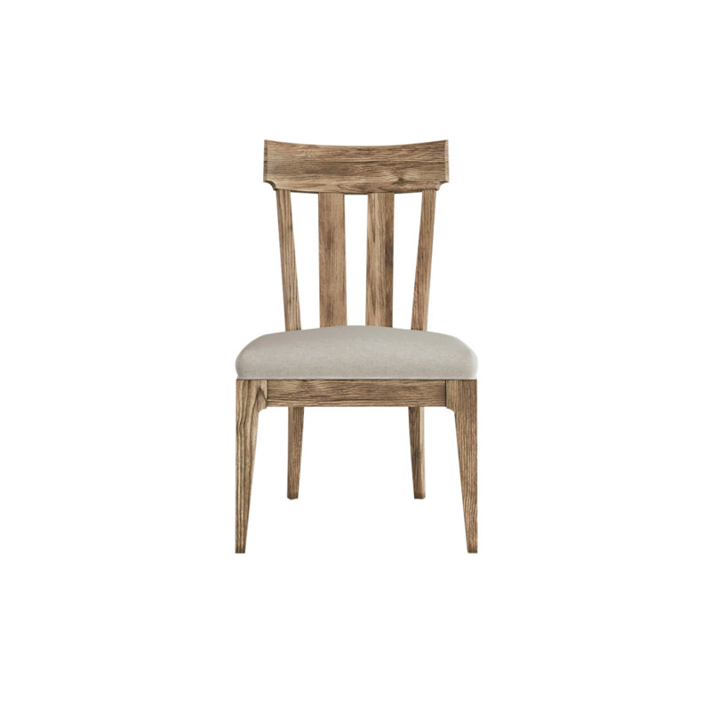 Brown Velvet Upholstered Slat Back Side Chair