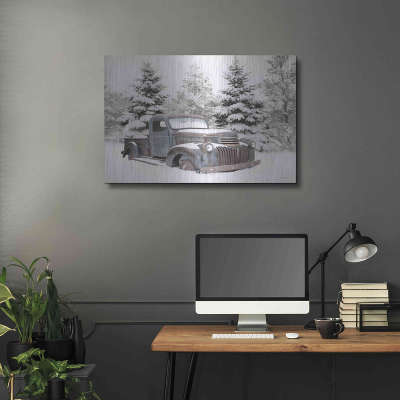 «Chevy at the Tree Farm» par Lori Deiter, art mural en métal, H 24 po x l 36 po