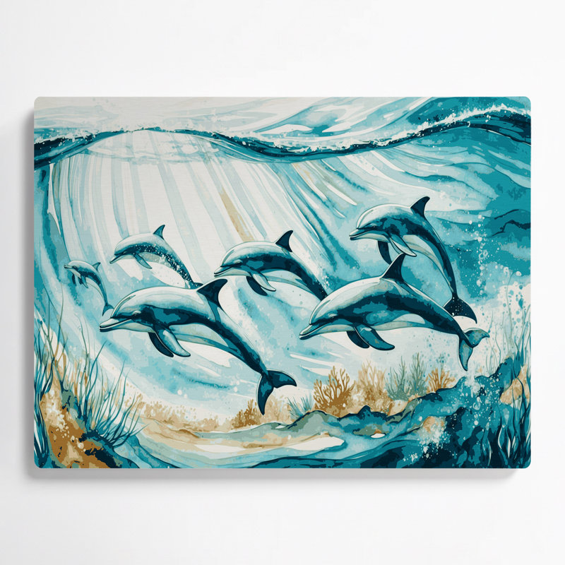 Art mural en métal Coastal Dolphin Pod, H 11 po x l 14 po