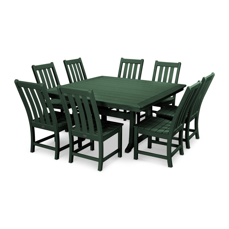 POLYWOOD Vineyard 9-Piece Dining Set, Green