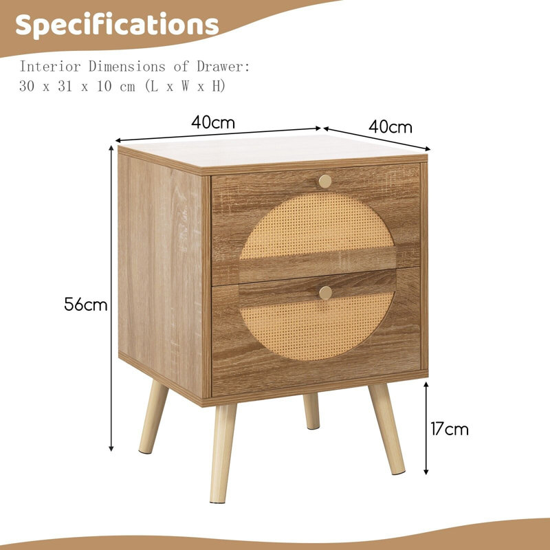 Allona 40 cm W Bedside Table