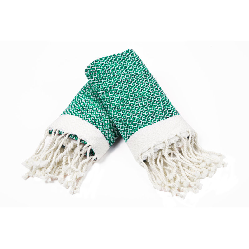 Débarbouillette 100% coton tissé à losanges, Vert