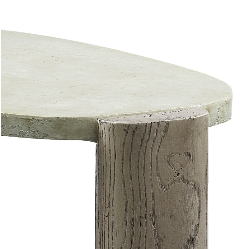 47'' Weathered Gray and Oak Oval Coffee Table