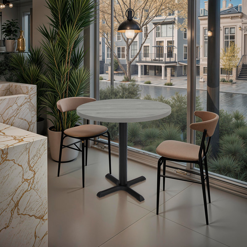 Table de pause ronde 30 po L, Noir, Gris clair