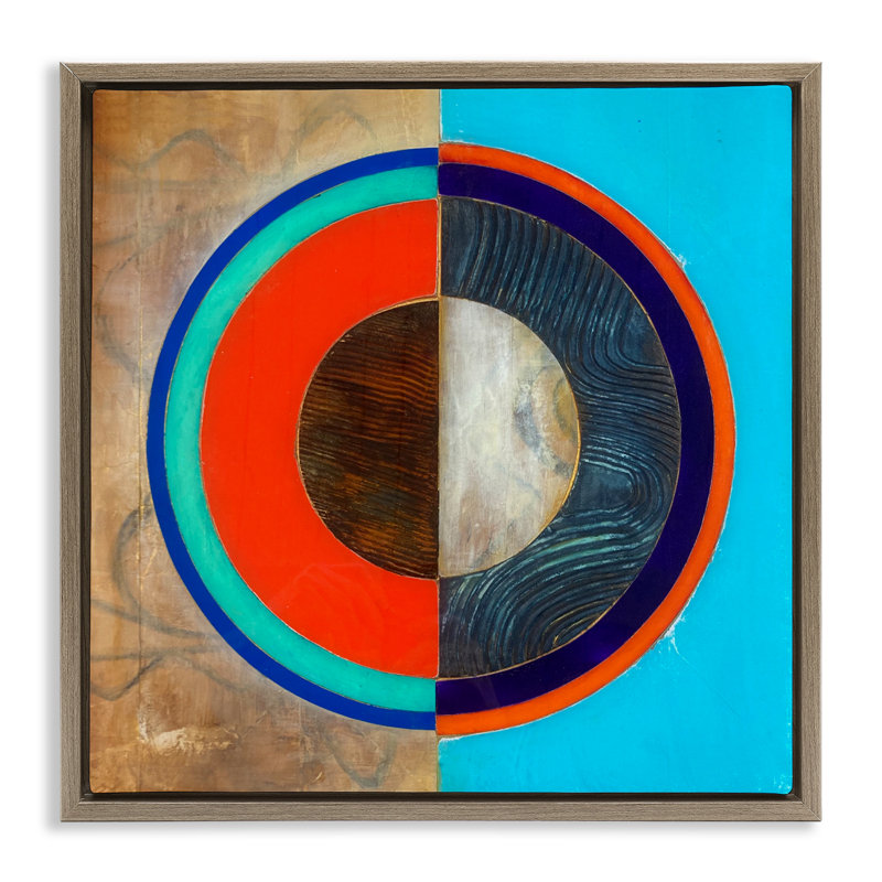 Cadre flottant Red Arc Summer Circle, design par Matthew Finger, Cadre flottant orme Montalcino, H 18 po x l 18 po
