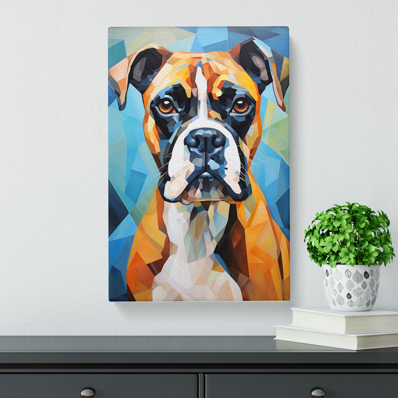 Boxer Dog Cubism Art No.2 - Wrapped Canvas, 76cm H x 50cm W x 3cm D