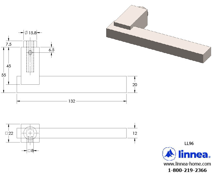 Full Double Dummy Door Lever Set, Polished Stainless Steel
