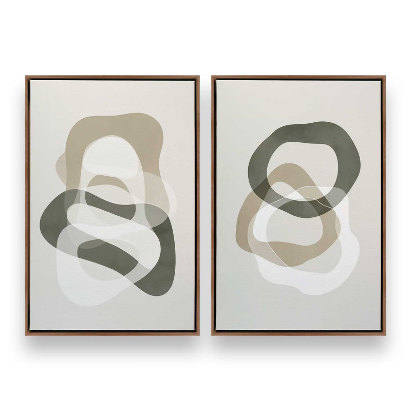 Ensemble de 2 imprimés Serene Loops, Cadre flottant en noyer, 12 po x 8 po