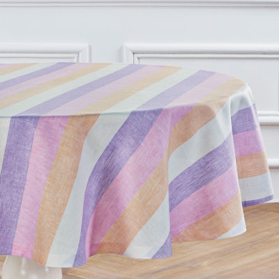 Gelato Stripe - 100% Pure Linen Round Tablecloth