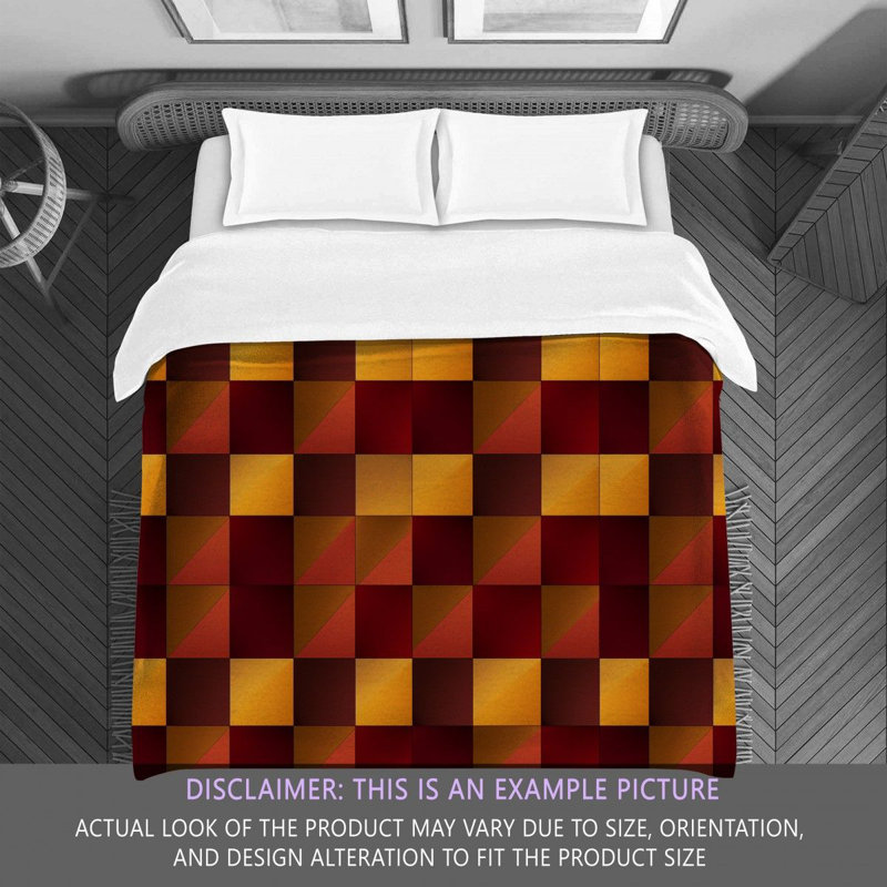 Machine Printed Comforter, Twin Comforter, Gold/Red Checkered