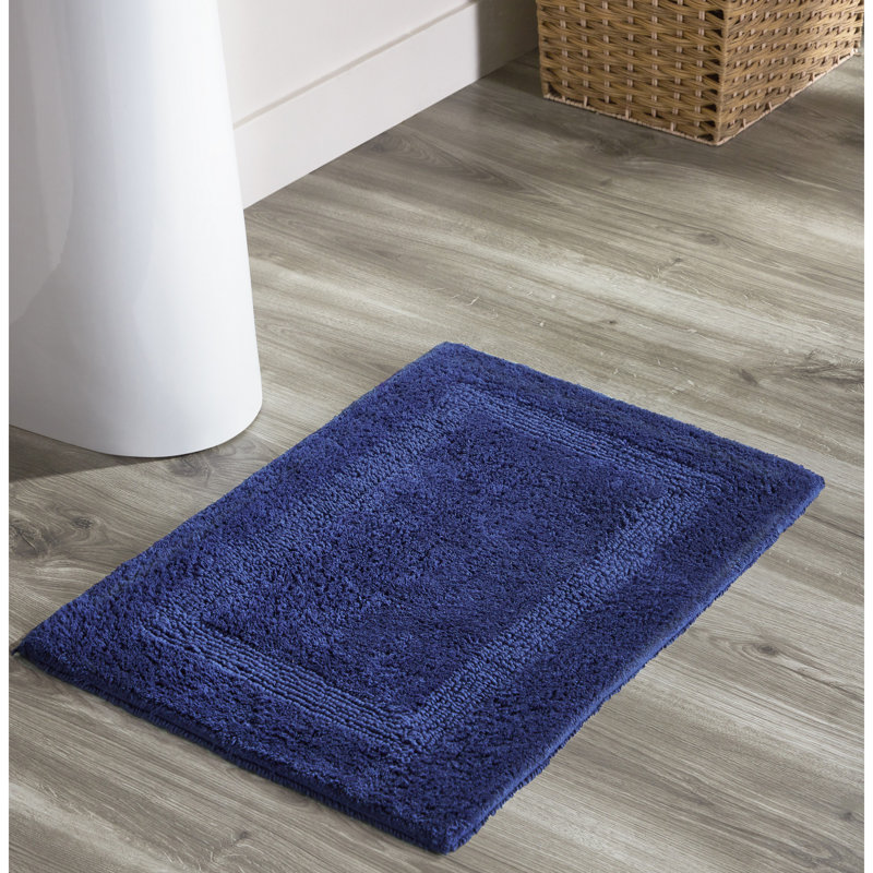Rozanne Reversible Cotton Bath Rug, 17" x 24" Rectangle, Navy