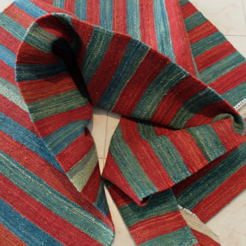 Runner Rapp Striped Hand Woven 100cm X 300cm Area Rug, Wool