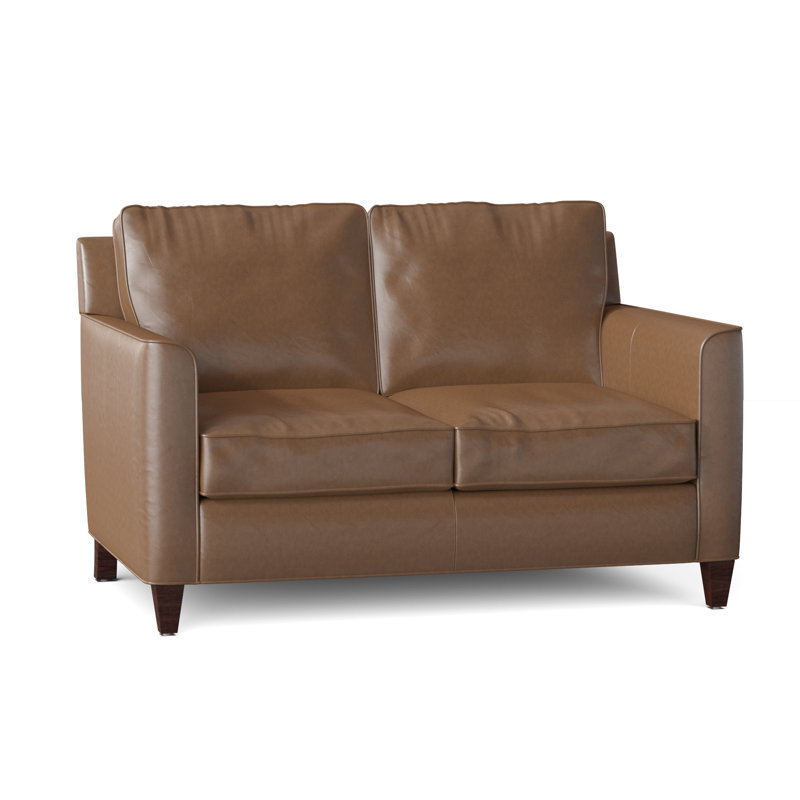 Yorba Leather Loveseat, Aline Fumo Genuine Leather, Mahogany