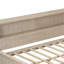 Lit de jour simple en bois avec tablettes de rangement et 3 tiroirs, lait blanc antique