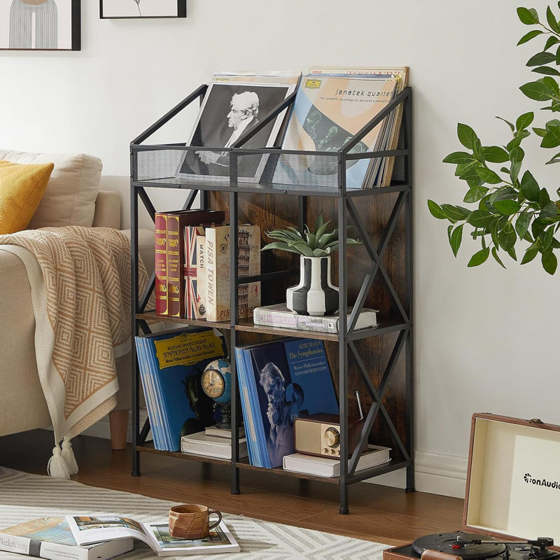 9 Grids Vinyl Record Storage Holder Rack, 40.90" H x 27.75" W x 11.81" D