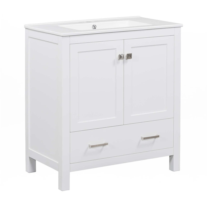 Meuble-lavabo 30 po avec lavabo simple, Blanc