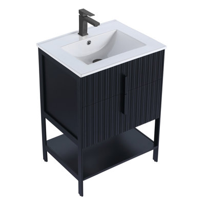  Meuble-lavabo moderne avec plateau en céramique blanche Serenity