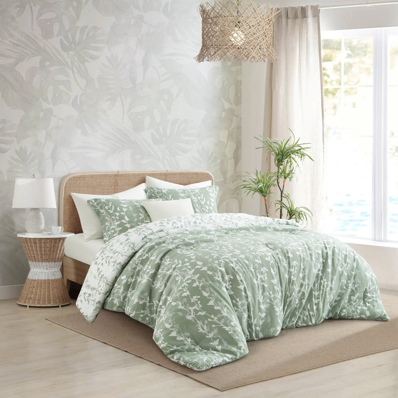 Ensemble d'édredon 2 pièces Marilla, Édredon simple + 2 taies décoratives, Vert sauge
