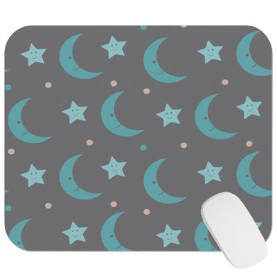 Moon and Stars Pastel Blue Sweat Dreams IV Gaming Cute Office Laptop Desk Pad Gift Mat Square Rectangle Non-Slip Mousepad