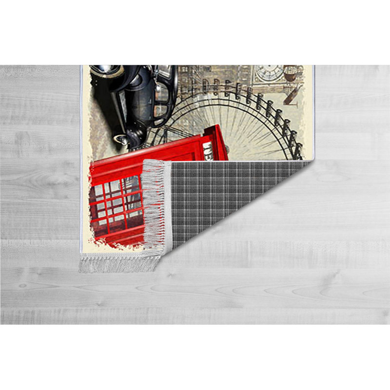 Renderos Grey/Red/Black Rug, Rectangle 180 x 280cm