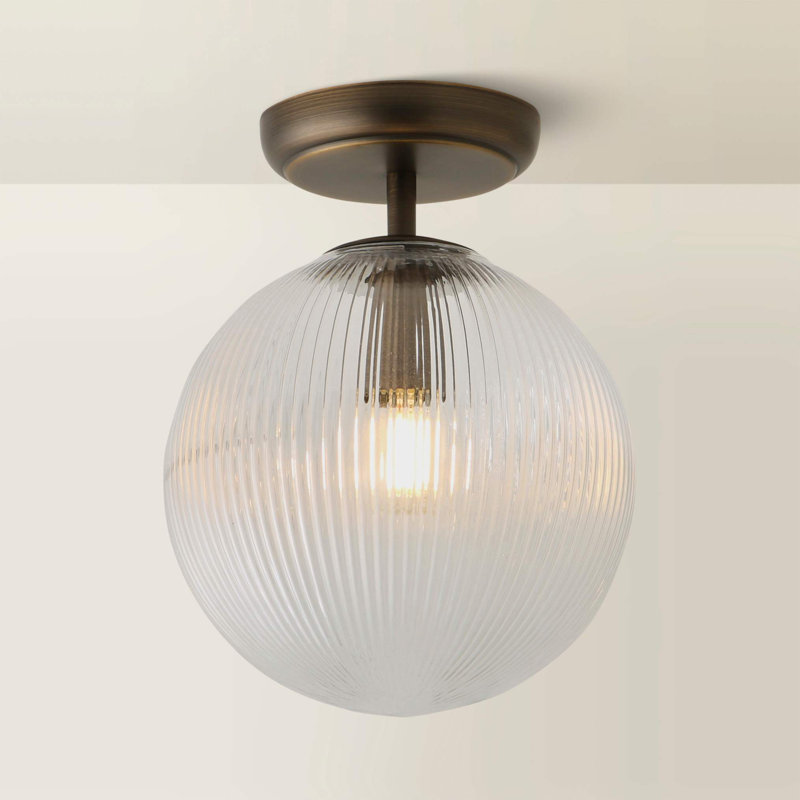 Springlake Glass Semi Flush Mount, Brushed Brass