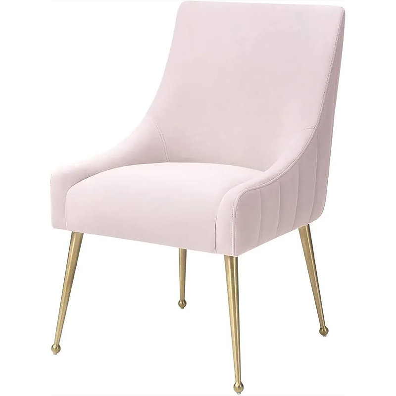 Firkins 18.5'' H Velvet Upholstered Side Chair, Gold, Pink