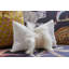 Linen Lumbar Pillow with Ostrich Feather Trim-40992932