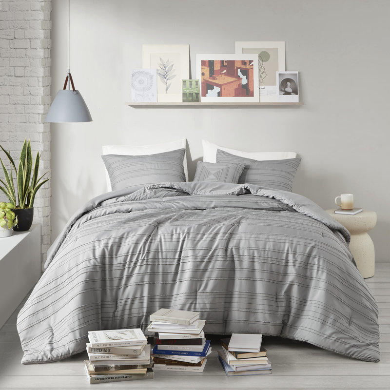 Ensemble d'édredon en jacquard à pince Oliver, Édredon double / grand + 3 pièces supplémentair