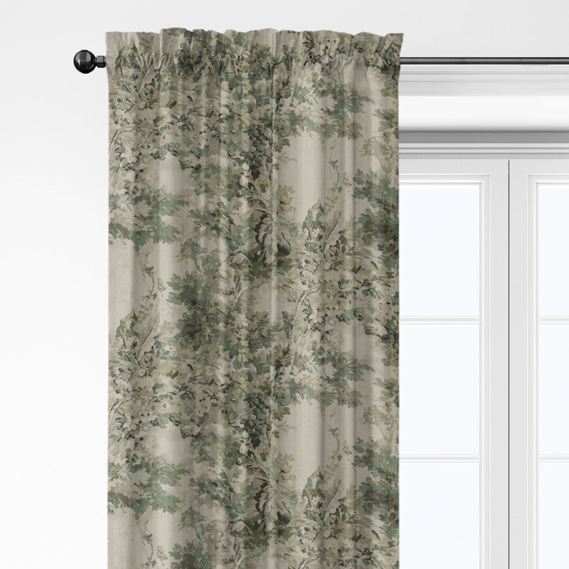 Dolce  Spring Green Cotton Rod Pocket Drapery Panel Set of 2, Green, 50" W  x 156" L
