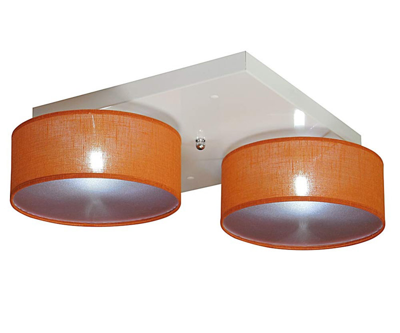 Pulley Fabric Semi Flush Mount, Orange