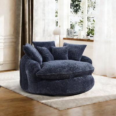 Chaise de canapé ronde surdimensionnée de 55 pouces sans os, fauteuil d'appoint simple rembourré doux pour le salon chambre à coucher