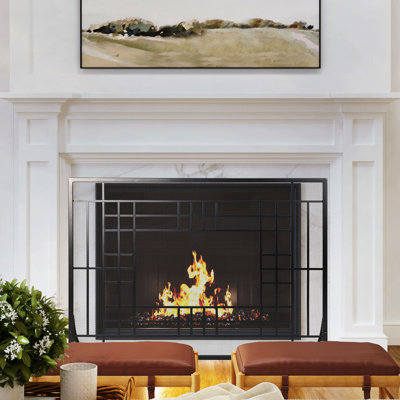 Hokku Designs Single Panel Fireplace Screen, Black
